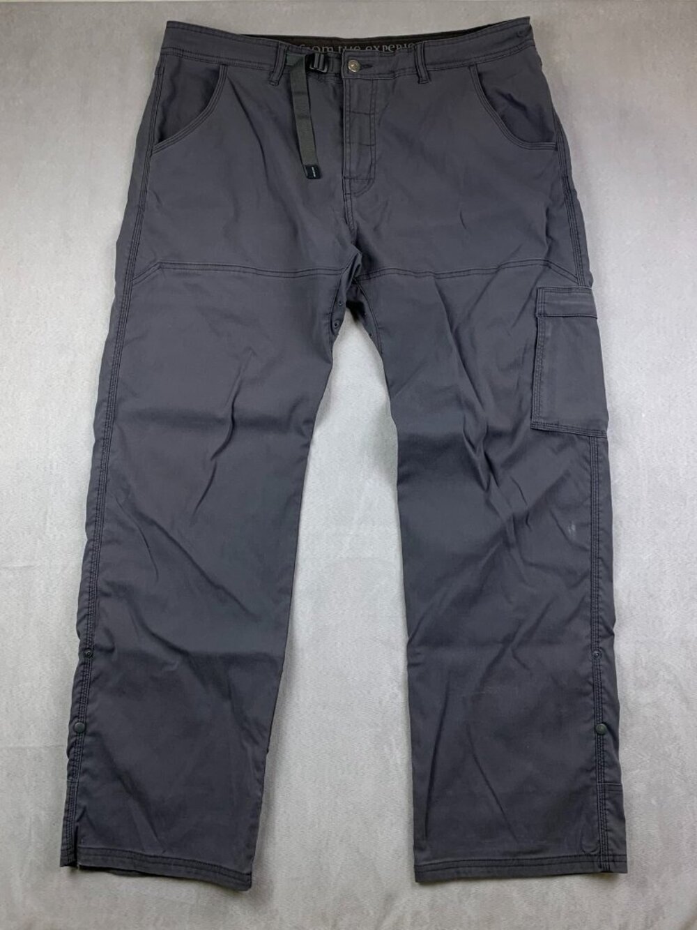 Prana Mens Pants 40 Gray Cargo Stretch Zion Straight Belted Outdoor Hiking 40x32